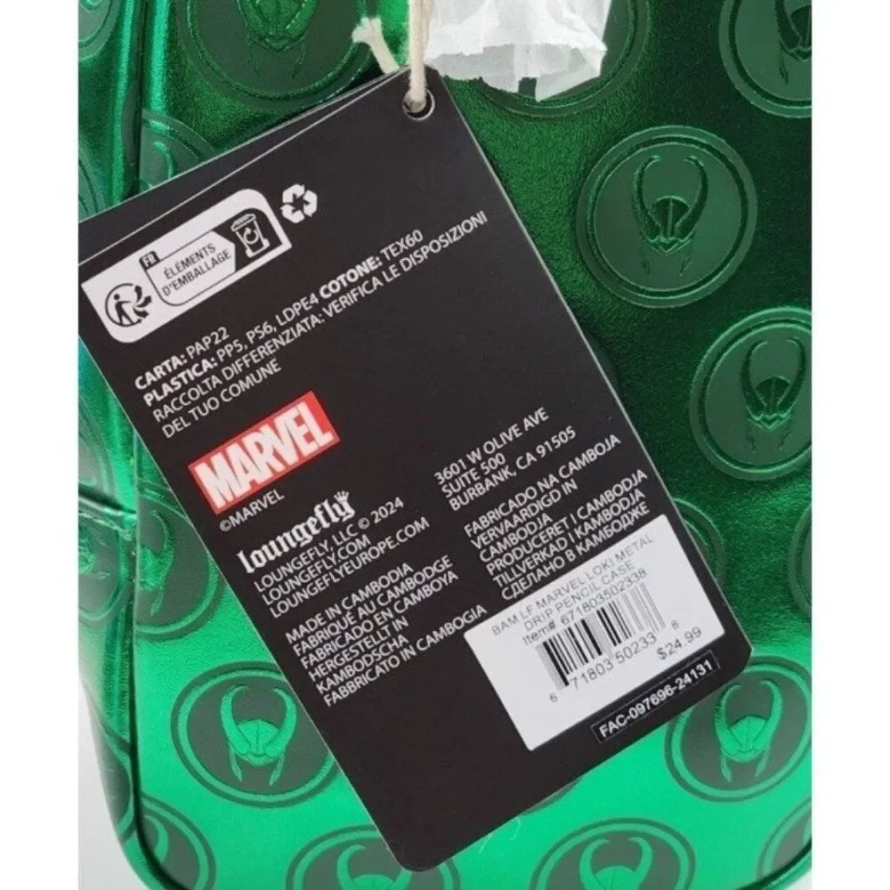 Loungefly Marvel Loki Metal Drip Pencil Case Backpack Purse Attachment New NWT